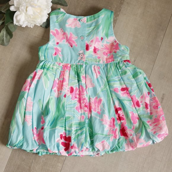 SALE- Lilly Pulitzer Aqua Bubble Dress Set Size 18/24 Months Cotton Like New - Picture 5 of 7